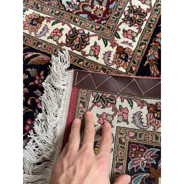 1950s TABRIZ Over 1M KNOTS Fine Silk Highlights with Royal Bird Motifs Rug 9.7 x 13.6 For Sale - Image 11 of 15