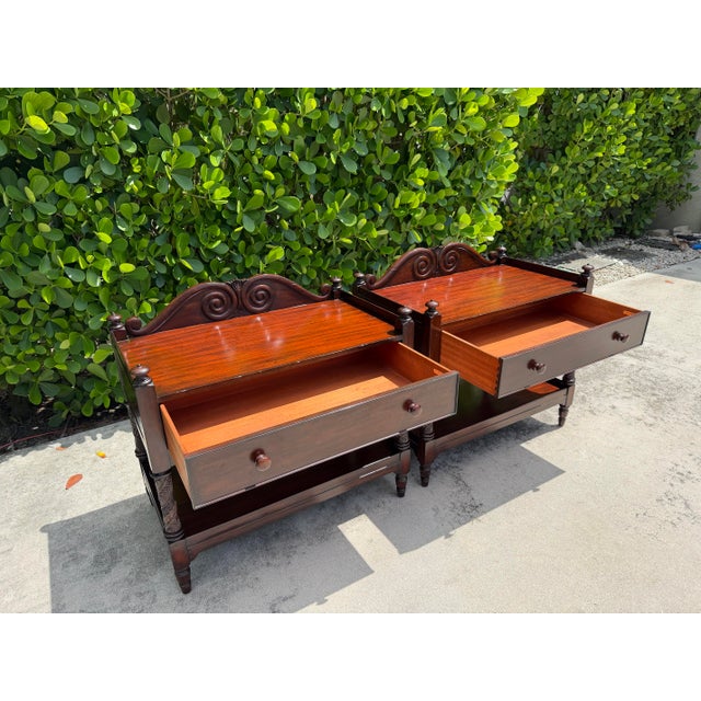 Wood Ralph Lauren British Colonial Mahogany Accent Chests With Drawer & Shelf, Pair For Sale - Image 7 of 16