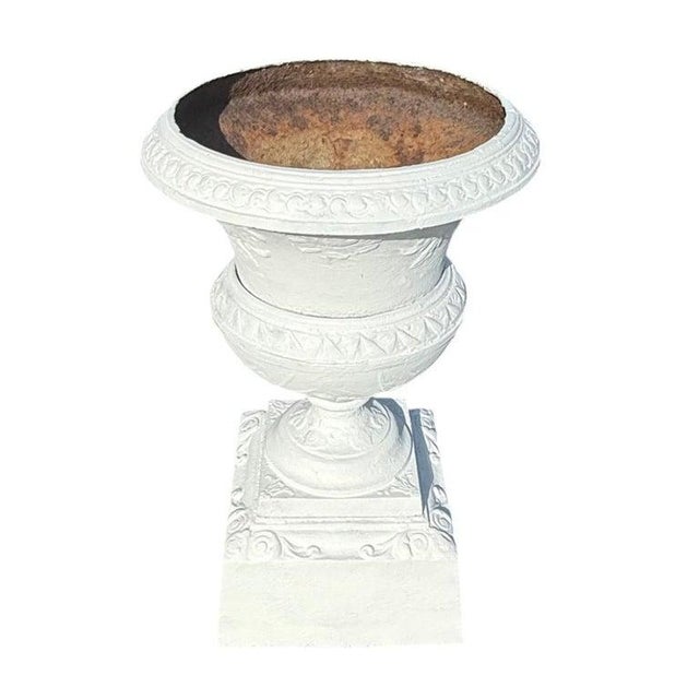 Traditional Antique Classical Cast Iron Garden Urn Unsigned C1920 For Sale - Image 3 of 7