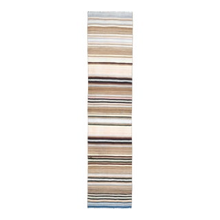 1970s Vintage Turkish Oushak Handmade Wool Cotton Beige Runner Rug For Sale