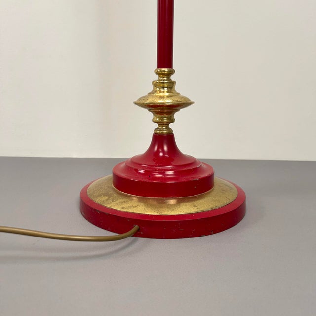 Metal Red Floor Lamp with Metal Shade, Italy, 1950s For Sale - Image 7 of 11