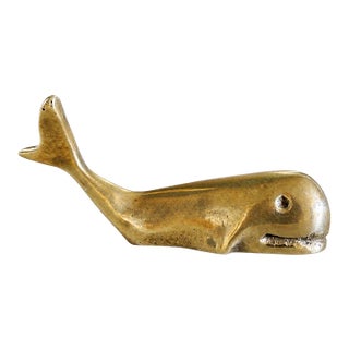 Vintage Brass Whale Figurine Paperweight For Sale