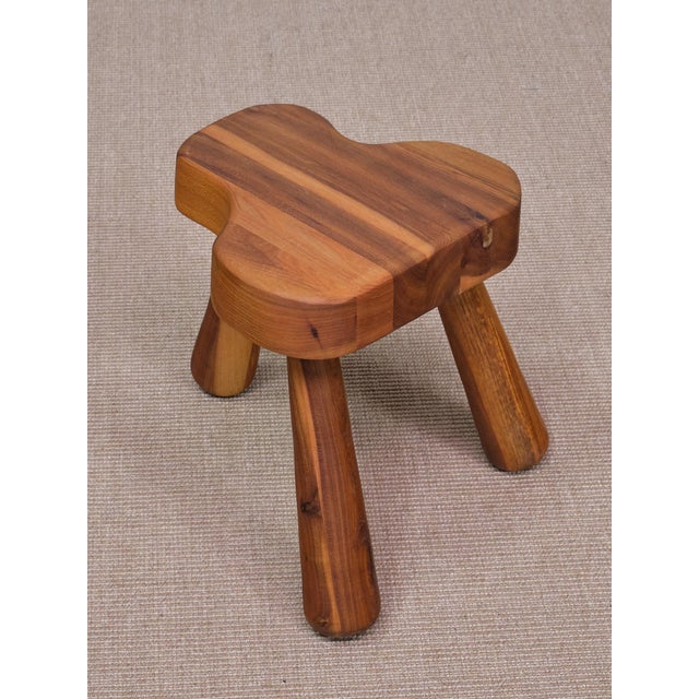 1970s 3-Legged Stool in Cherrywood by Ingvar Hildingsson, Sweden, 1970s For Sale - Image 5 of 11