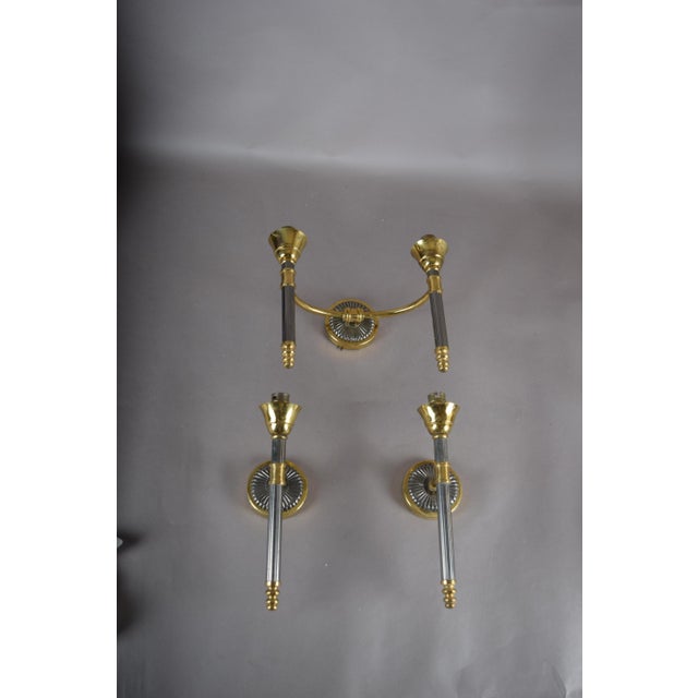 Brass and Glass Wall Lights, 1950s, Set of 3 For Sale - Image 6 of 13