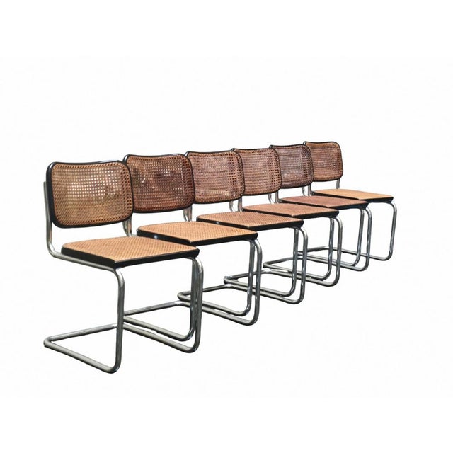 Mid-Century Modern Cesca Chairs by Marcel Breuer for Gavina, Italy, 1970s, Set of 6 For Sale - Image 3 of 9