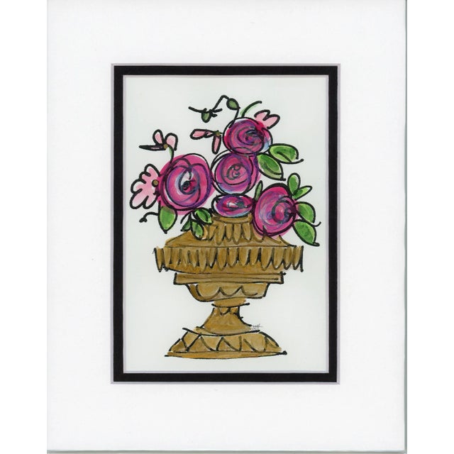 Contemporary Floral Still Life Bouquet Acrylic Painting "Think Pink" by JJ Hogan For Sale - Image 9 of 9