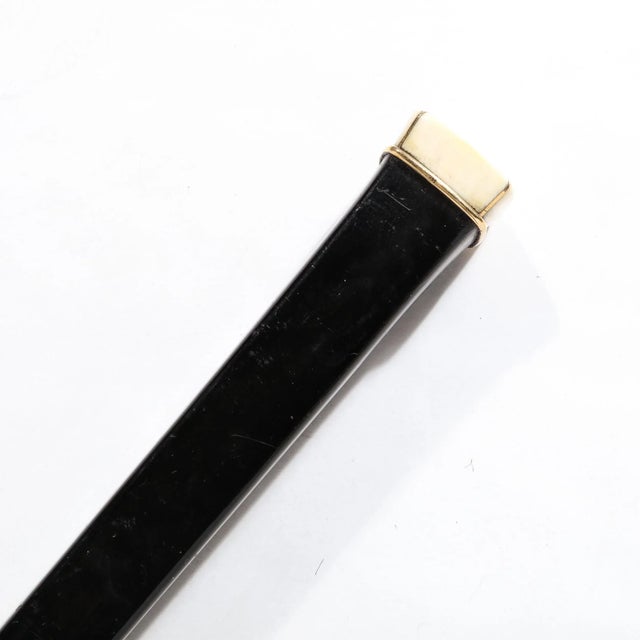 Mid-Century Modern Mid-Century Ebonized Walnut W/ Genuine Bone Walking Stick W/ 14k Gold Inlay For Sale - Image 3 of 9