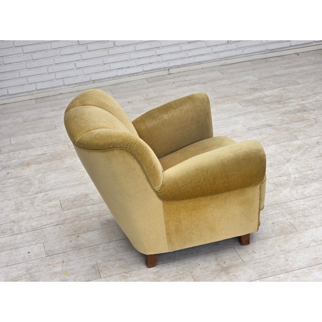 Green Danish Oak Relax Armchair with Velour Upholstery, 1960s For Sale - Image 8 of 18