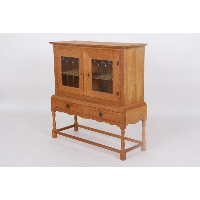 Mid-Century Modern Danish Display Cabinet in Waxed Oak with Glass Fronts, 1950s For Sale - Image 3 of 14