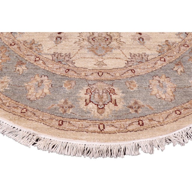 Boho Chic Ziegler Ivory/Gray Wool Runner Rug- 4'0'' X 4'1'' For Sale - Image 4 of 10