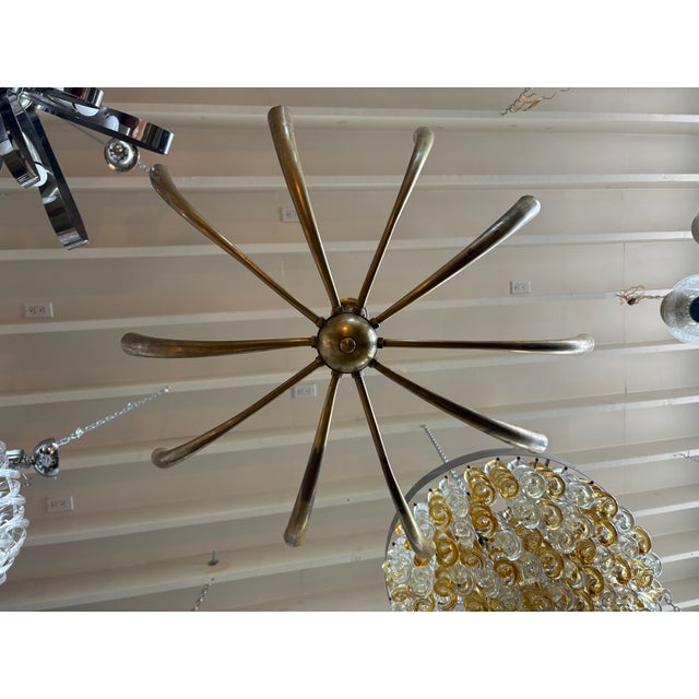 Italian Modern Brass Chandelier For Sale - Image 9 of 10