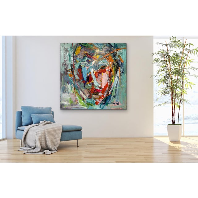 Abstract Abstract Expressionist Portrait Original Oil Painting For Sale - Image 3 of 12