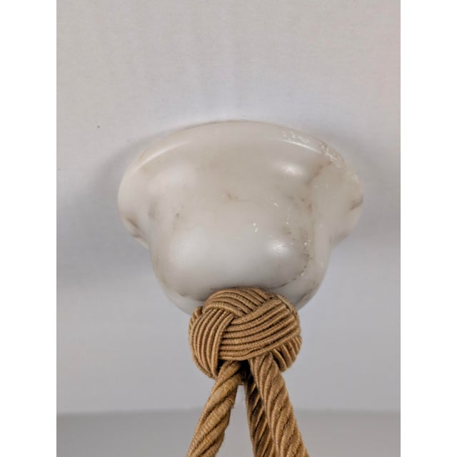 Art Deco Carved Alabaster Pendant Lamp in Black Veining, 1920s For Sale - Image 9 of 11