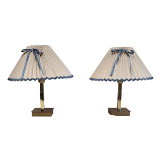 Vintage Table Lamps with Brass Base and Shade by Honsel, 2000s, Set of 2 For Sale