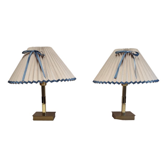 Vintage Table Lamps with Brass Base and Shade by Honsel, 2000s, Set of 2 For Sale