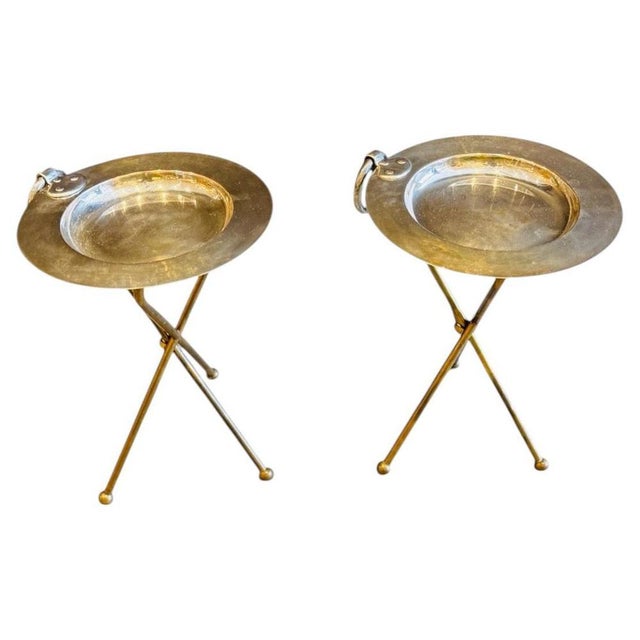 Elegant French Mid-Century solid brass guéridon, side, end or occasional table in the modern neoclassical style. This...