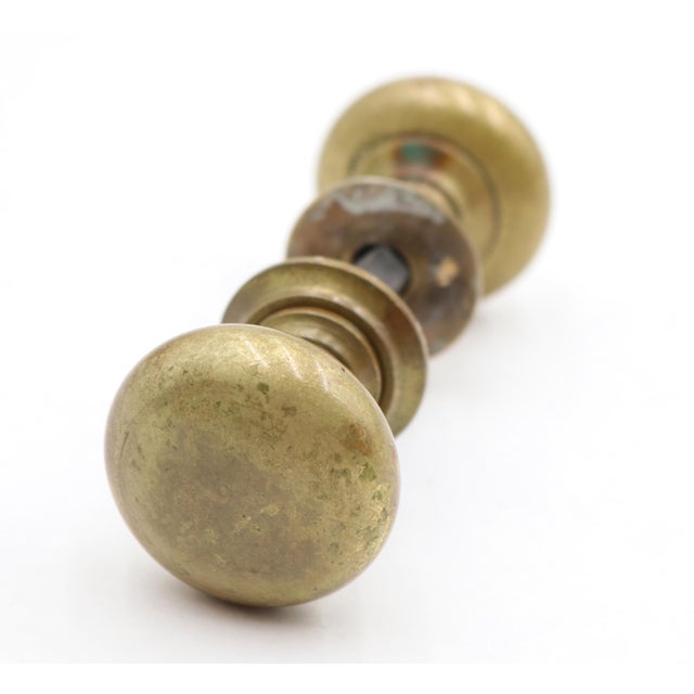 Mid 20th Century Vintage 1.75 In. Plain Brass Passage Door Knob Set For Sale - Image 5 of 6