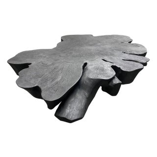 Andrianna Shamaris Biomorphic Sculptural Charred Mango Wood Coffee Table For Sale