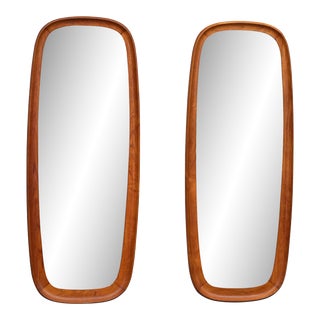 Danish Teak Wall Mirrors - A Pair For Sale