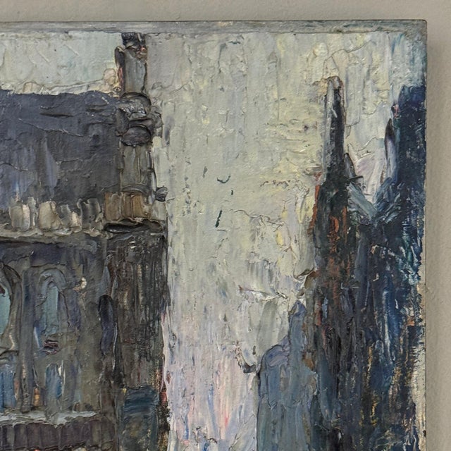 Antique Signed Oil Painting on Board 'Brussels Flower Market on the Grand Place' For Sale - Image 10 of 17
