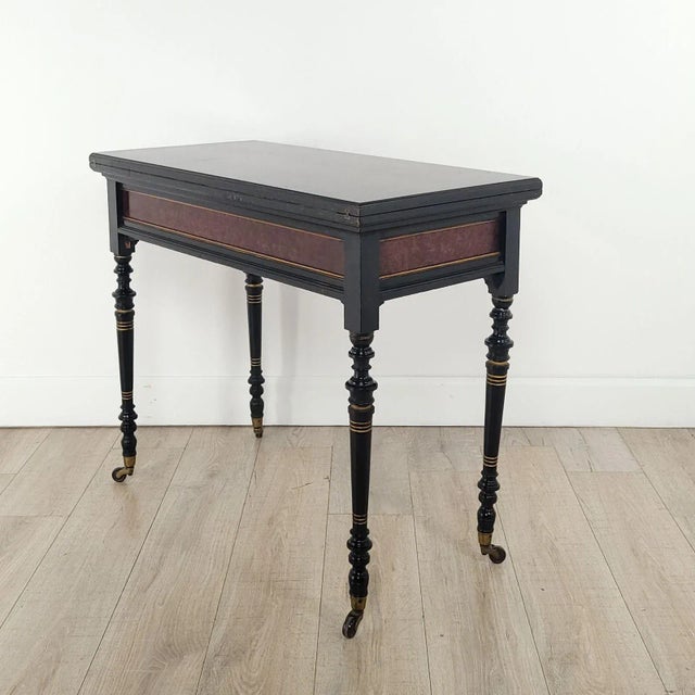 Victorian English Amboyna & Elm Folding Game Table, Circa 1870 For Sale - Image 4 of 11