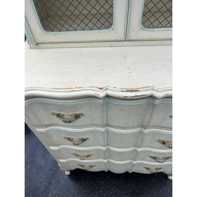 Traditional Vintage French Provincial Painted Secretary Desk For Sale - Image 3 of 6