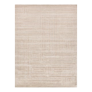 Exquisite Rugs Castelli Handmade Bamboo Silk & Cotton Beige Rug-9'X12' For Sale