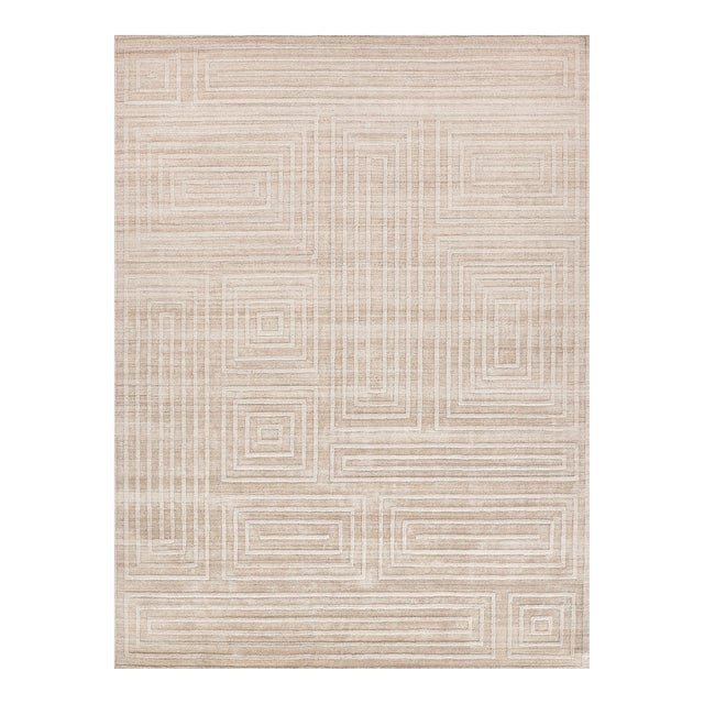 Exquisite Rugs Castelli Handmade Bamboo Silk & Cotton Beige Rug-9'X12' For Sale