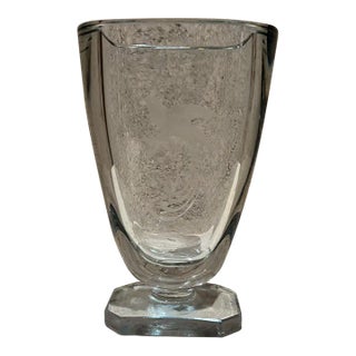 Mid-Century Modern Strömbergshyttan Crystal Art Glass Vase Quetzal Bird Design For Sale