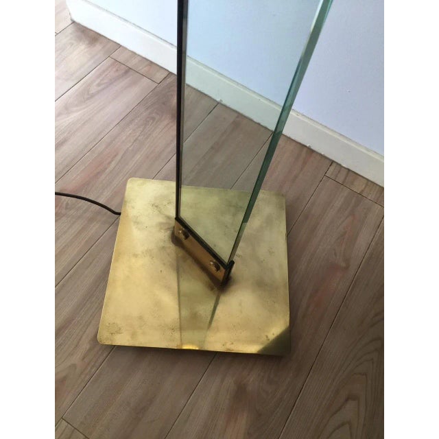 Italian Glass & Brass Floor Lamp by Max Baguara for Lamperti, 1970s , in Very Good conditions. Designed 1970 to 1979...