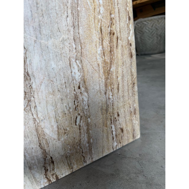 1980s Vintage Italian Postmodern Geometric Marble & Brass Dining Table Base For Sale - Image 17 of 17