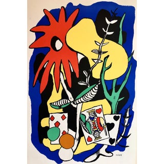 (after) Fernand Léger, Fernand Leger School Prints Colorful Modernist King of Hearts Drawing Lithograph, c.1949 For Sale