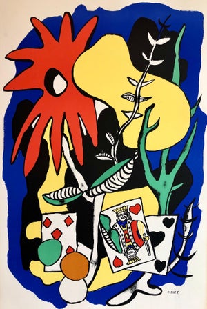 (after) Fernand Léger, Fernand Leger School Prints Colorful Modernist King of Hearts Drawing Lithograph, c.1949