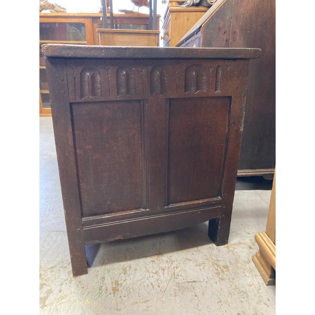 18th Century English Oak Coffer Blanket Chest For Sale - Image 9 of 11