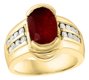 AGL Certified 3.5 Carat Burma Ruby & Diamond Ring in 18 Karat Yellow Gold Ring
