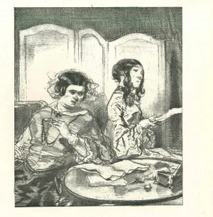 Paul Gavarni, Women Over the Table, Original Lithograph, 1881