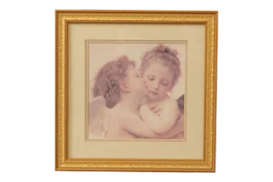 William Bourgereau 'First Kiss' Custom Framed Art Print