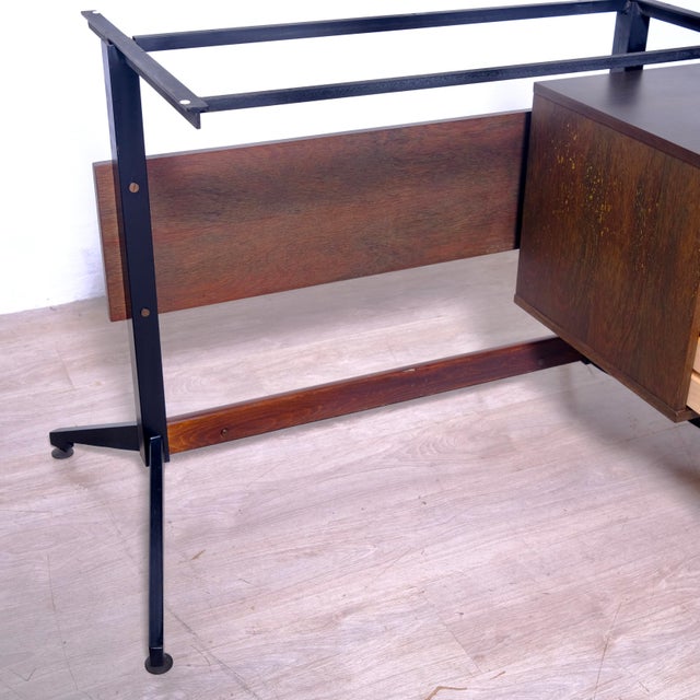 Rosewood Desk with Side Drawers, Italy, 1960s For Sale - Image 18 of 18
