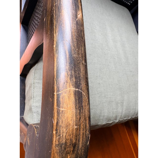 Verified NBCUniversal Television Hollywood Production Provenance, Late 19th Century Ebonized Hardwood Cane Armchair, Victorian Era Colonial Style For Sale - Image 11 of 12