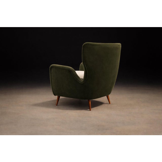 1950s Armchairs with Pouf in Caviúna Wood, Mohair & Bouclé by Carlo Hauner, Brazil, 1950s — Lot 209D For Sale - Image 5 of 17