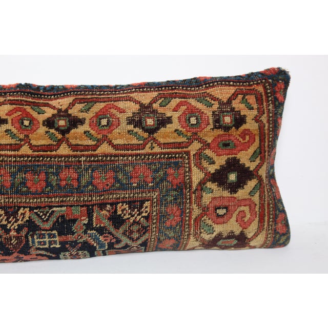 Early 20th Century Handwoven Persian Rug Pillow – Antique Tribal Decorative Cushion -16'' X 42'' For Sale - Image 5 of 10