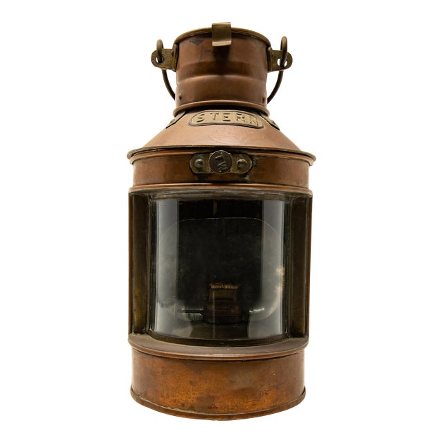 Mid 20th Century Copper Stern Ship Lantern For Sale