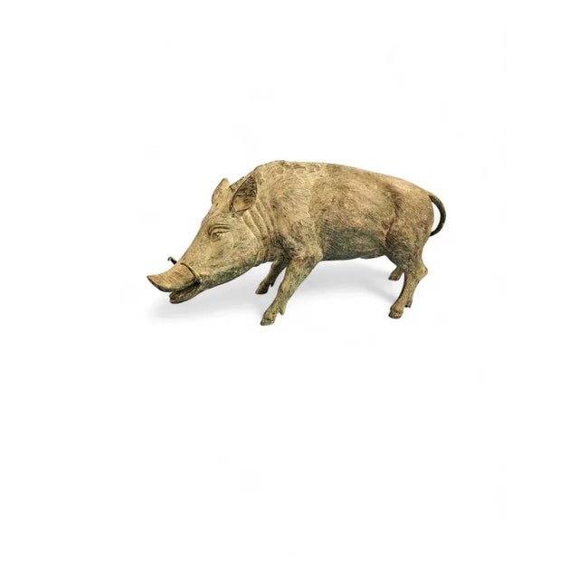 Mid-Century Modern Spanish Bronze Wild Boar Sculpture, 1950s For Sale - Image 3 of 10