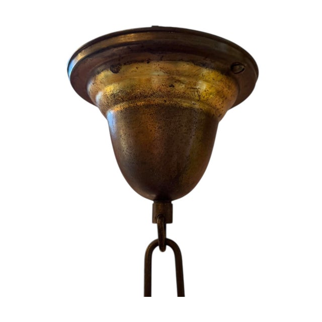 Rare Pair of Beaded and Ribbed Halophane Hanging Pendant Ceiling Lights Circa 1920’s For Sale In Los Angeles - Image 6 of 6