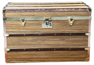 Steamer Trunk in Zebrano Wood, Copper & Solid Brass, 1980s