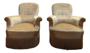 English Style Armchairs in Yellow Velvet, Set of 2
