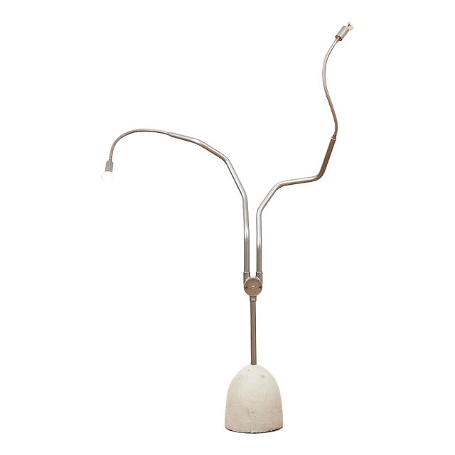 Tree Tops Light Floor Lamp with Concrete Base Dark Grey Metal Stem by Ron Arad for Barton, 1983 For Sale