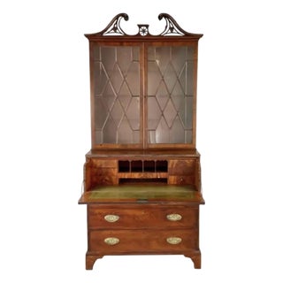 Mahogany Secretaire Bookcase, George III Style For Sale