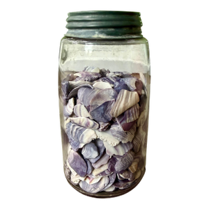 Antique Maganese Mason Jar With Wampum Shells