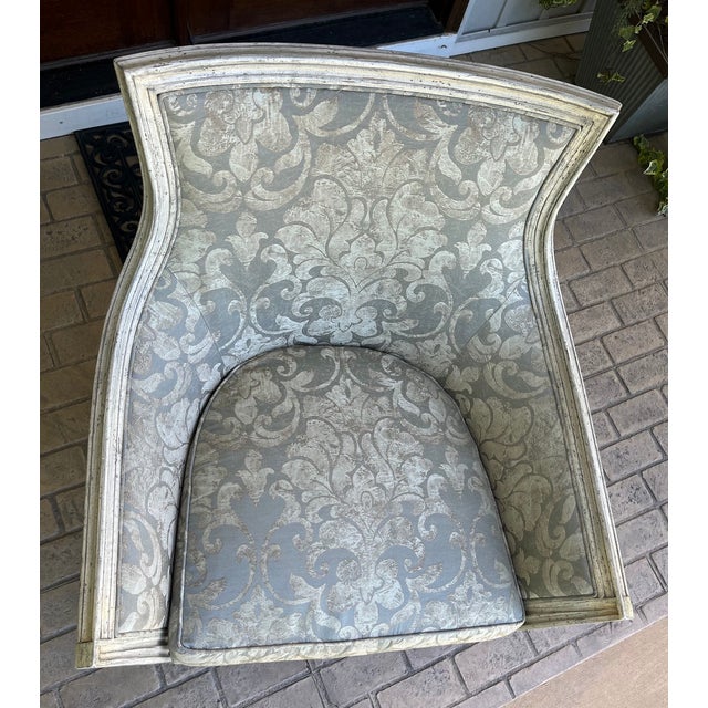 Light Gray Theodore Alexander Evanna Bergere Style Upholstered Accent Chair For Sale - Image 8 of 14